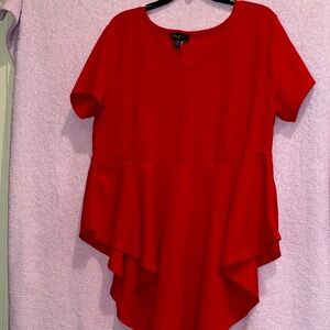 Love Red Asymmetrical Hem Blouse